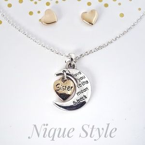 Sister Moon Charm Necklace Set - Gift Set